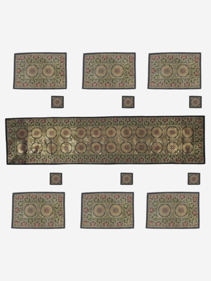 Banarasi Brocade Silk Table Runner Set - Image 1