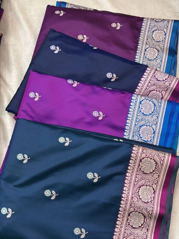 Butti Design Banarasi Silk Border Jaal Saree - Image 1