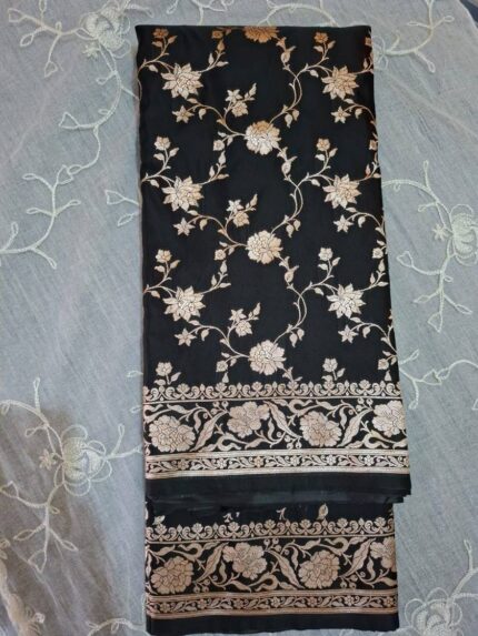 Floral Design Banarasi Silk Border Jaal Saree