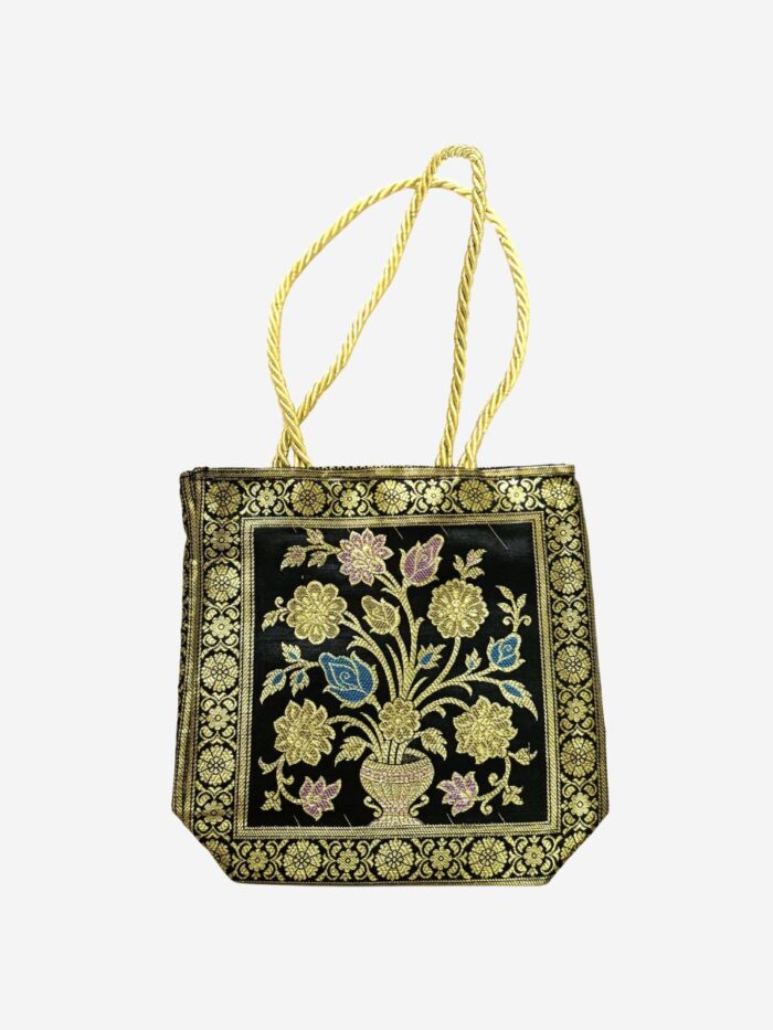 Black Banarasi Silk Small Hand bag - Image 1