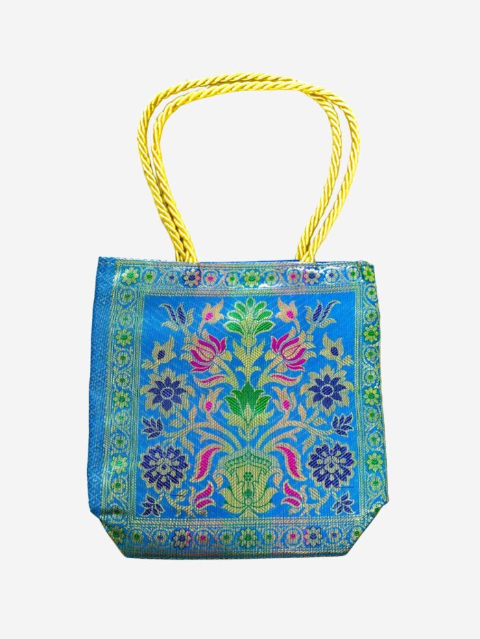 Blue Banarasi Silk Small Hand bag - Image 1