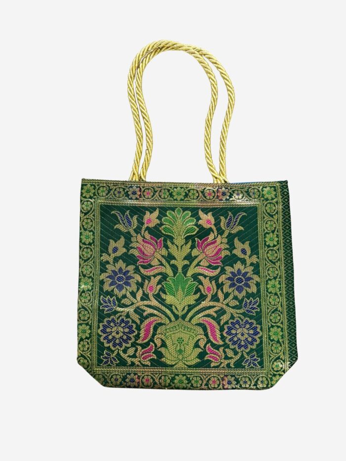 Green Banarasi Silk Small Hand bag - Image 1