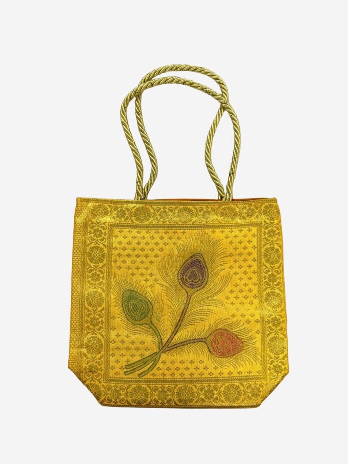 Yellow Banarasi Silk Small Hand bag - Image 1