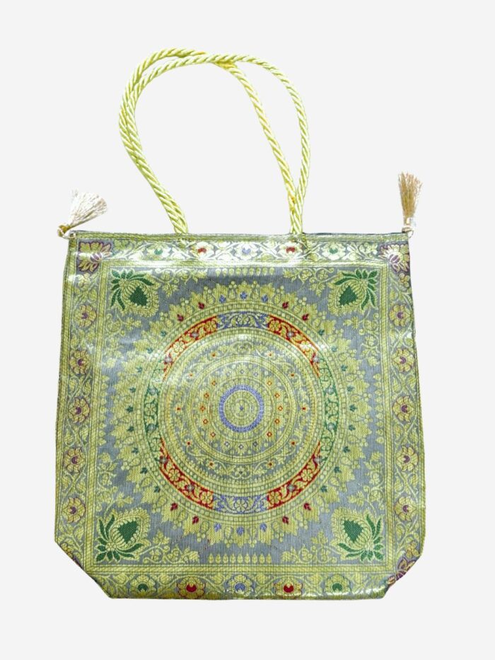 Grey Banarasi Silk Medium Hand bag - Image 1