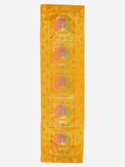Yellow Banarasi Brocade Silk Table Runner