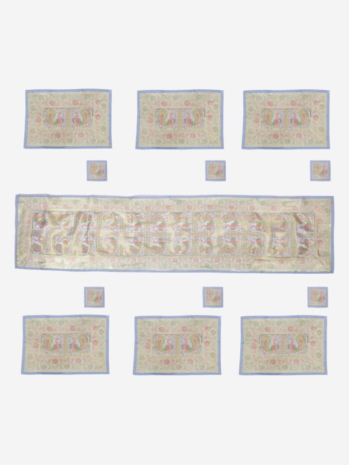 Banarasi Brocade Silk Table Runner Set - Image 1