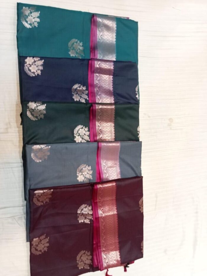 Softy Silk Banarasi Leaf Butta Saree - Image 1