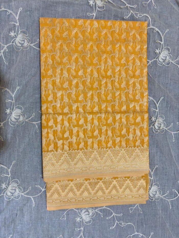 Leaf Pure Resham Cotton Silk Banarasi Saree - Image 1