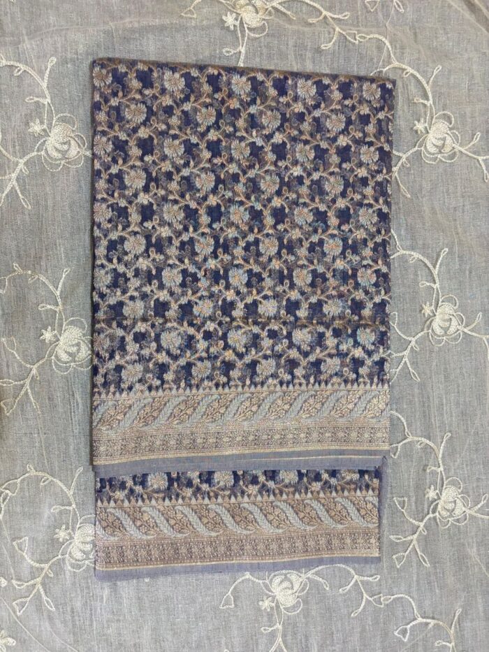 Floral Pure Resham Cotton Silk Banarasi Saree - Image 1