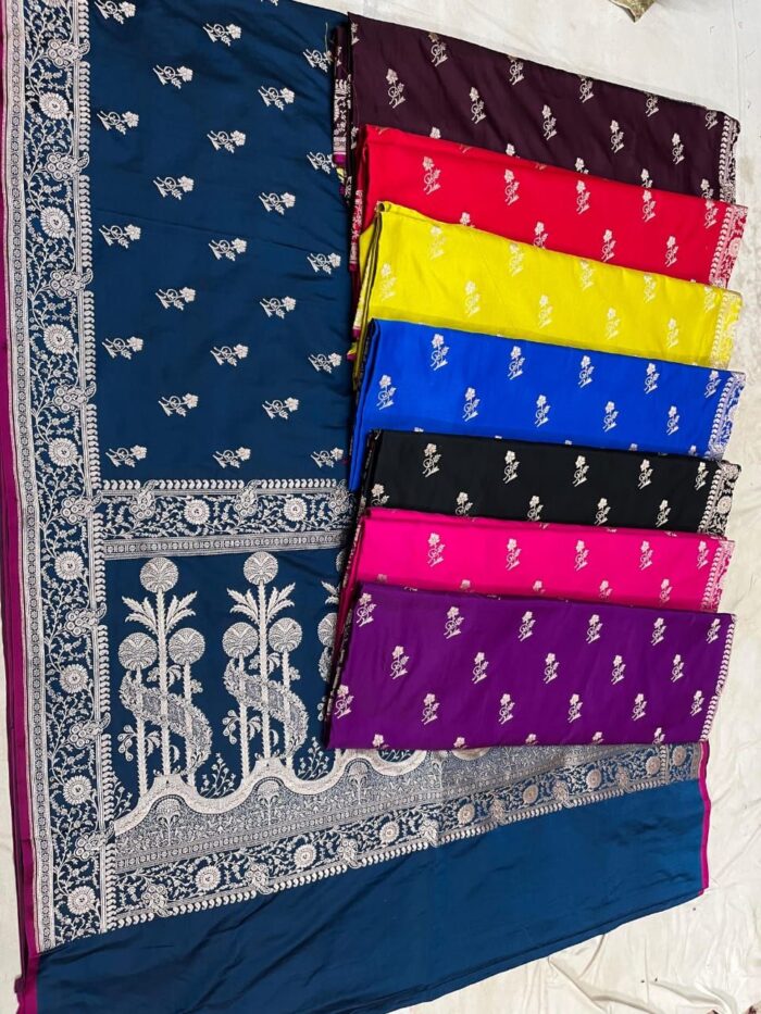 Silk Banarasi Floral Alfi Border Jaal Saree - Image 1