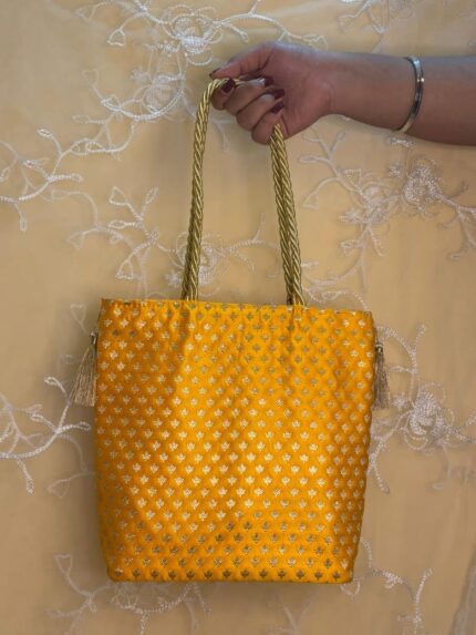 Yellow with Zari motifs
