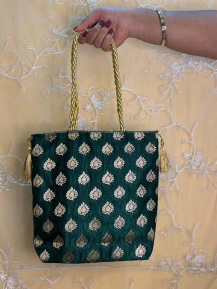 Dark Green with Zari motifs